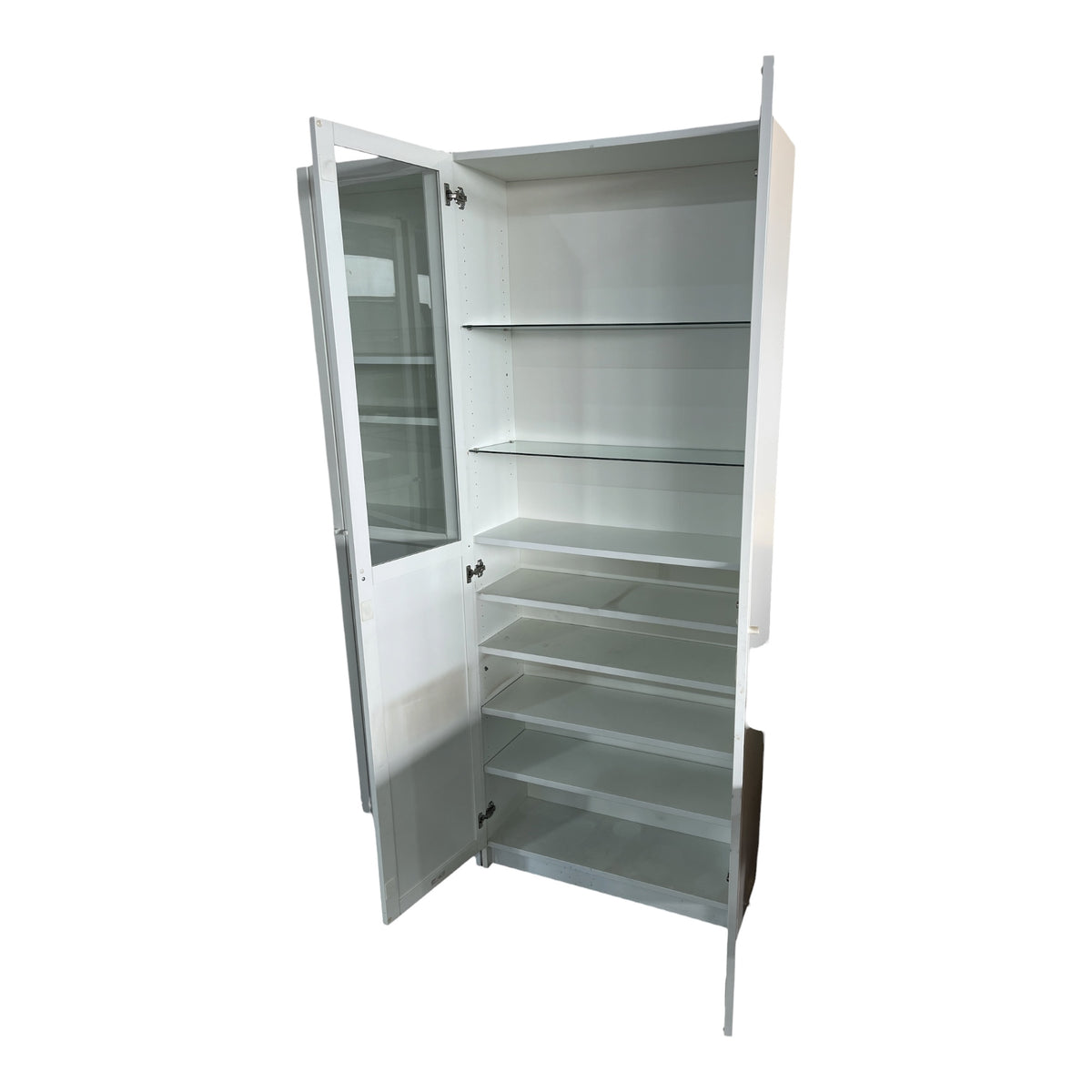 White Glass Door Bookcase w/ Glass Inserts