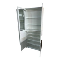 White Glass Door Bookcase w/ Glass Inserts