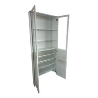 White Glass Door Bookcase w/ Glass Inserts