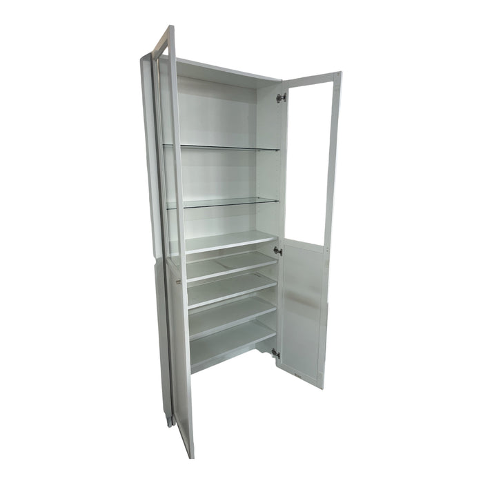 White Glass Door Bookcase w/ Glass Inserts