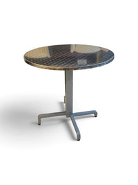 Tilting Top Round Stainless Steel Table with Decorative Swirl Top