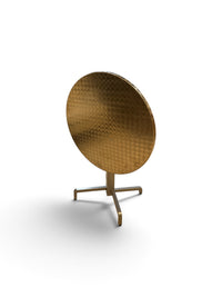 Tilting Top Round Stainless Steel Table with Decorative Swirl Top