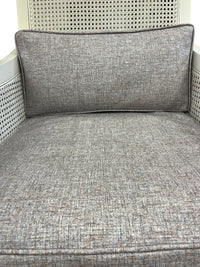 Modern White Cane Accent Chair with Cushions