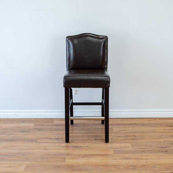 Pillow Back Counter Stool in Brown Leather