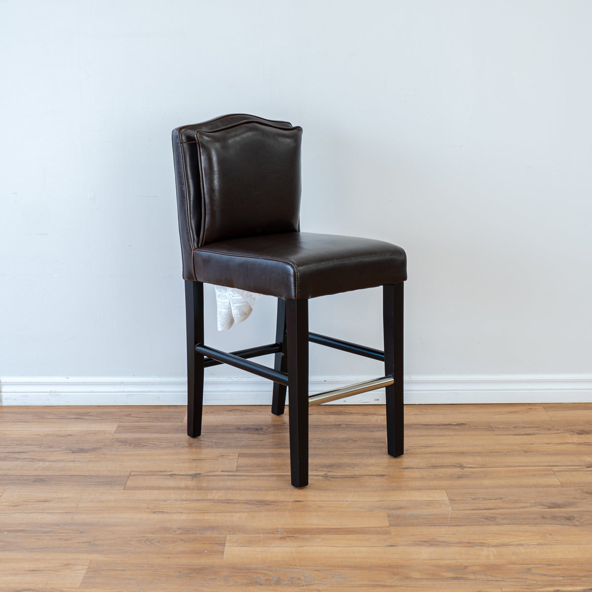 Pillow Back Counter Stool in Brown Leather