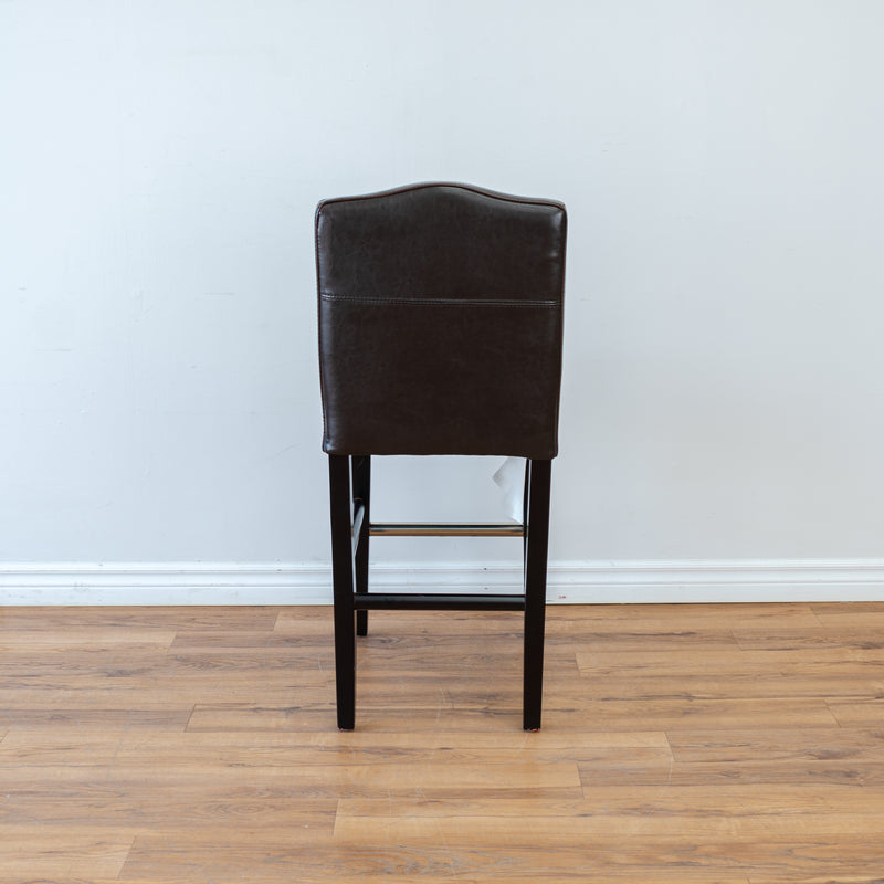 Pillow Back Counter Stool in Brown Leather