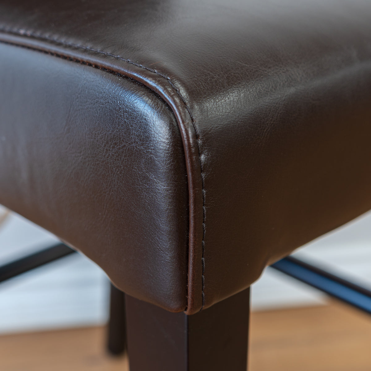 Pillow Back Counter Stool in Brown Leather