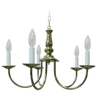 5-Light Brass Chandelier