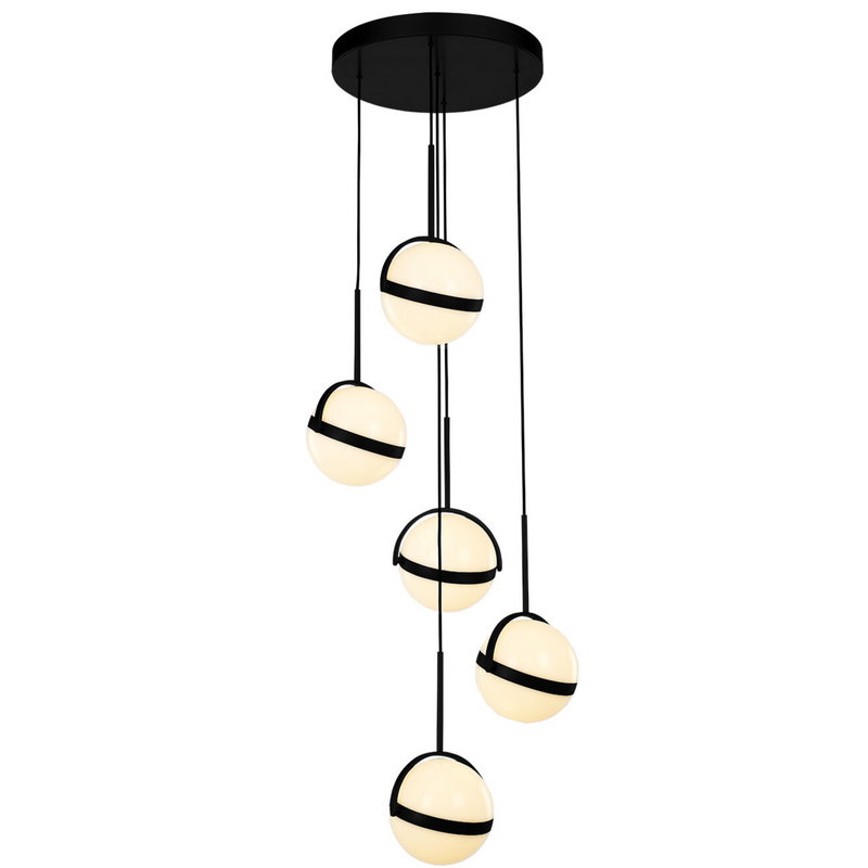 5 Light LED Chandelier - Matte Black