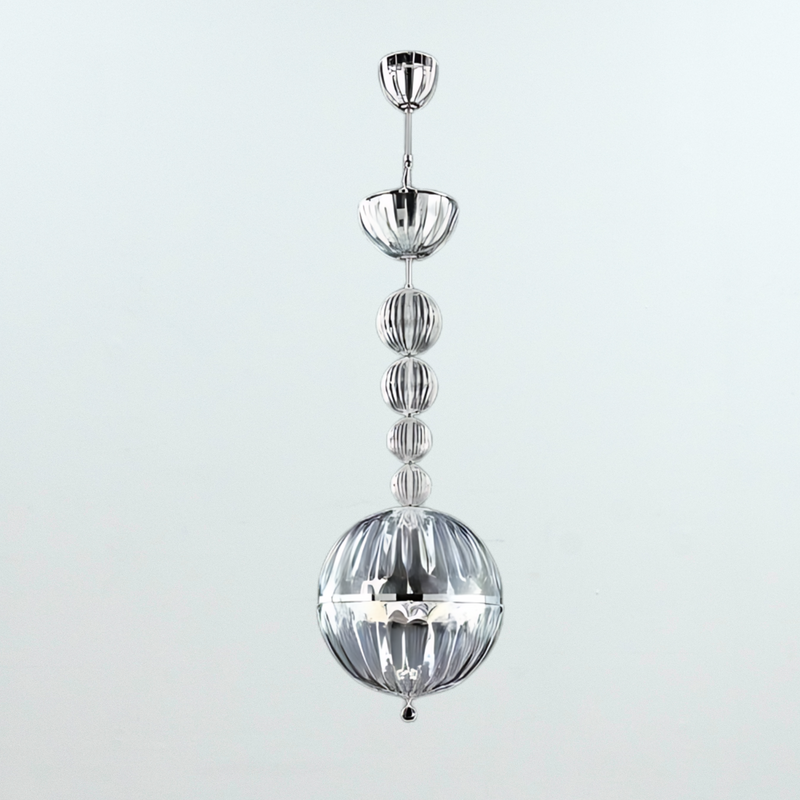 Descend 2 Light LED Pendant- Chrome With Clear Hand Blow Glass