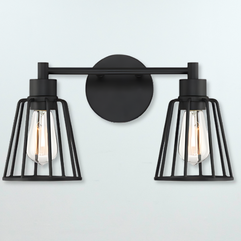 Atticus 2-Light Earth Black Vanity Light