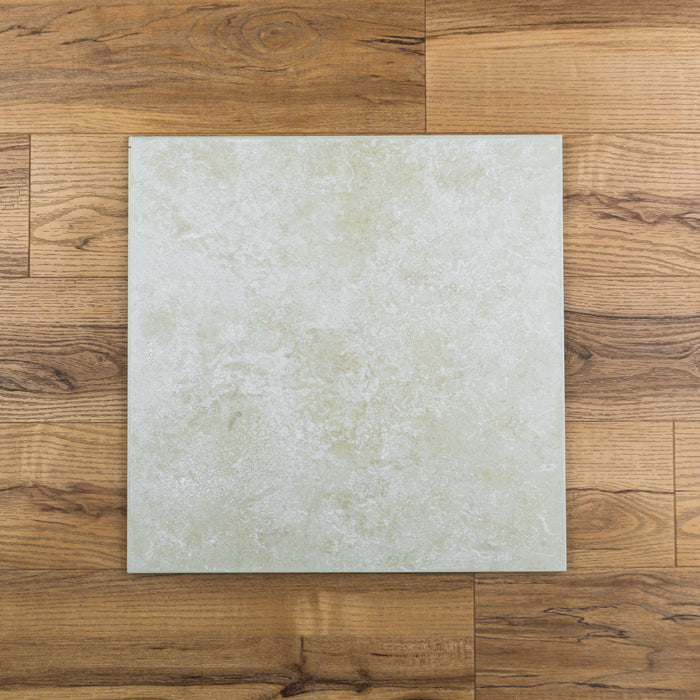 17.3" x 17.3" Porcelain Tiles in Marbled Beige - 7 pcs  (10.08 sq ft/box)