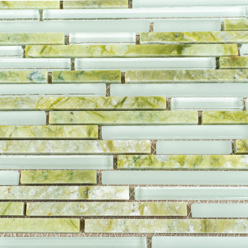 12" x 12" Stripe Mosaic Tile in Medley Green - 11 pcs (11 sq ft/box)