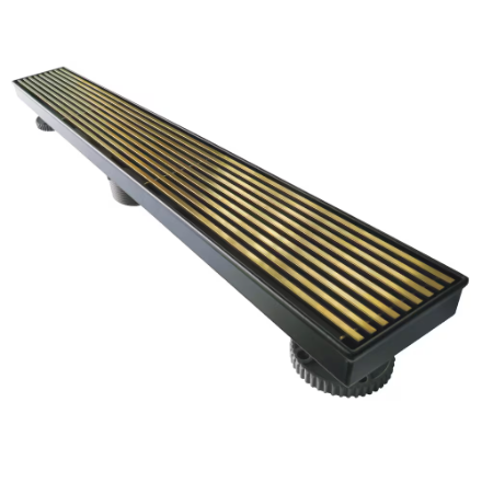 Reln 24 inch Brushed Gold and Matte Black Shower Drain