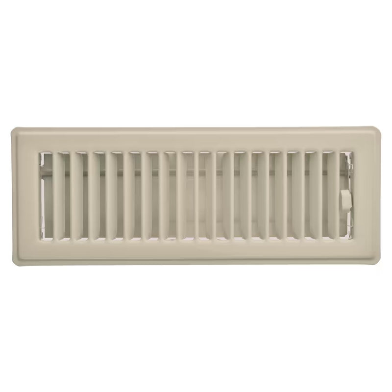 3x10-inch Steel Louvered Floor Register in Fog/Beige