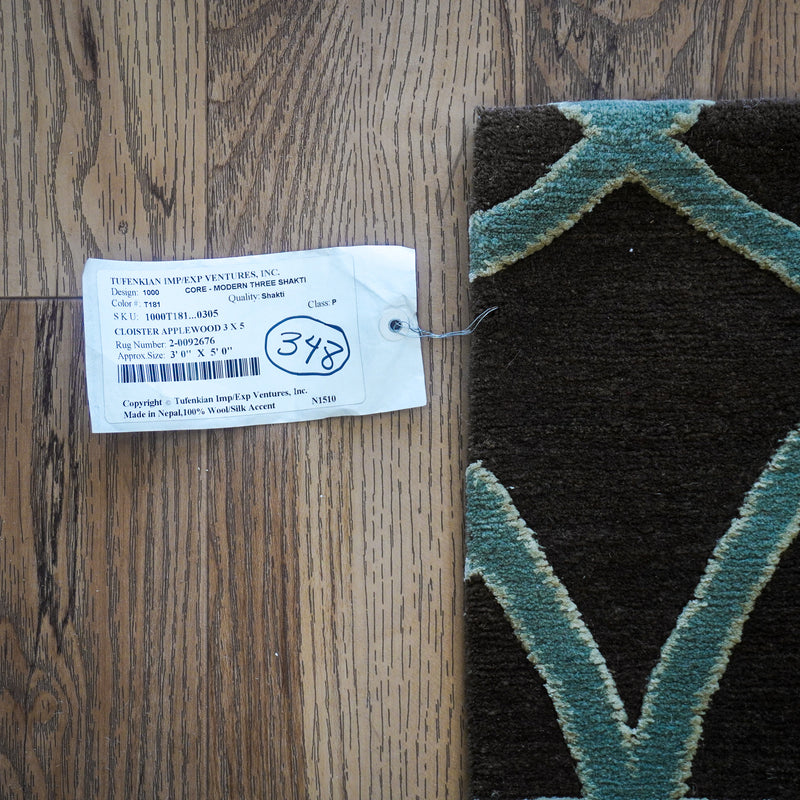 3×5-ft Cloister Applewood – Hand-Knotted Wool Rug with Silk Accents, 348, 20092676