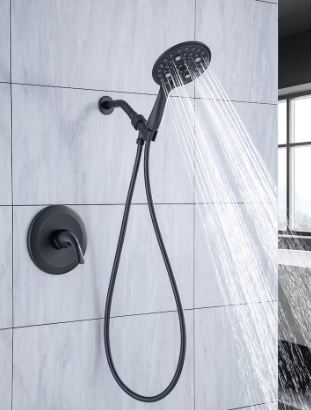 RAINLEX 6: Matte Black Single-Handle 6-Spray Shower Faucet with Handheld