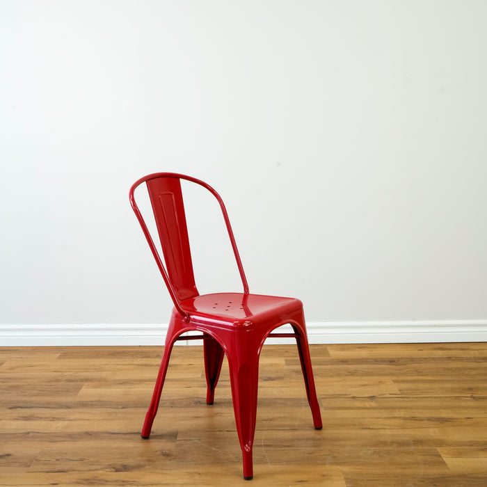 Red Bistro Style Metal Chair
