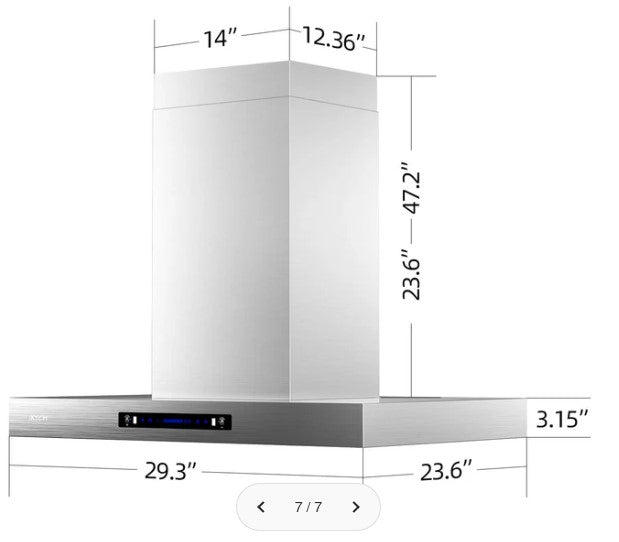 30" Stainless Steel Island Range Hood