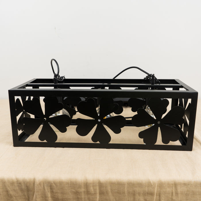 Rectangular black metal chandelier - 23.8 x 9.8