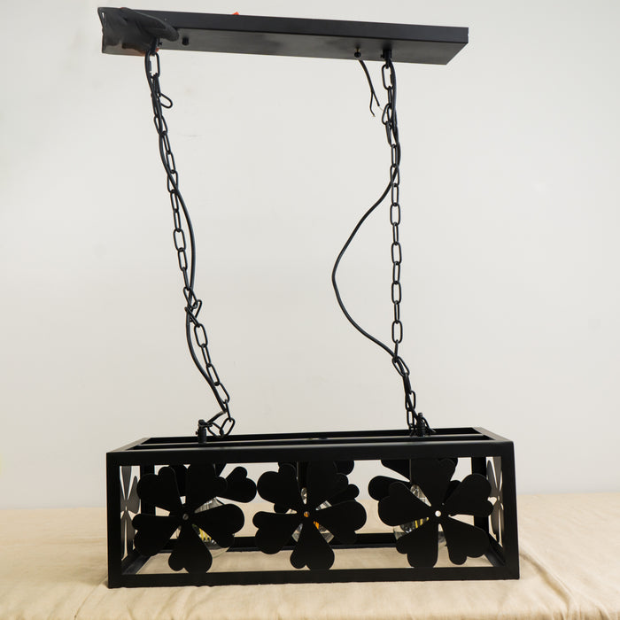 Rectangular black metal chandelier - 23.8 x 9.8