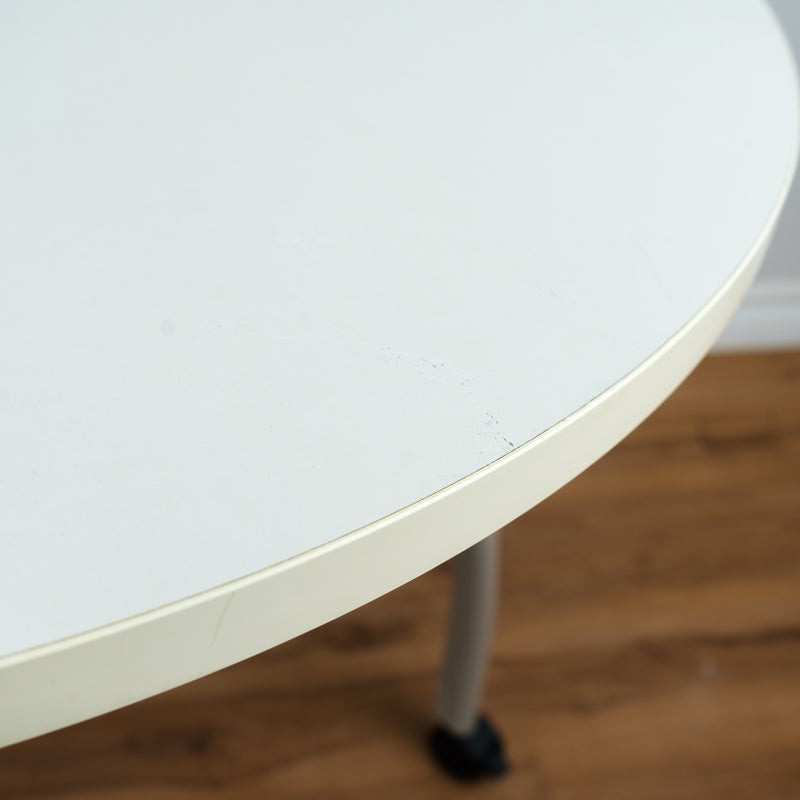 Round Table w/Wheels - White 42”W x 29”H