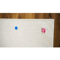 2' x 10' White Rug with Blue Dots and Camel Pattern