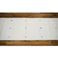 2' x 10' White Rug with Blue Dots and Camel Pattern