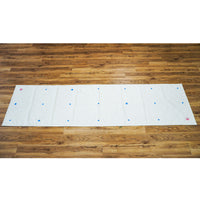 2' x 10' White Rug with Blue Dots and Camel Pattern