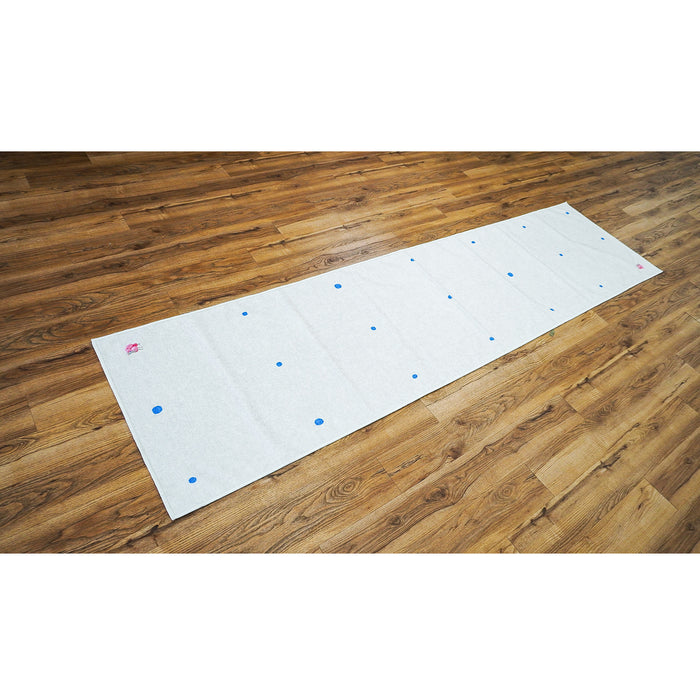 2' x 10' White Rug with Blue Dots and Camel Pattern