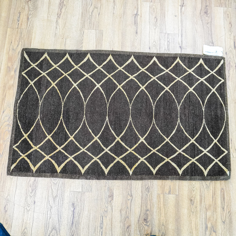 3' x 5' Brown & Beige Wool-Silk Area Rug, 20069380