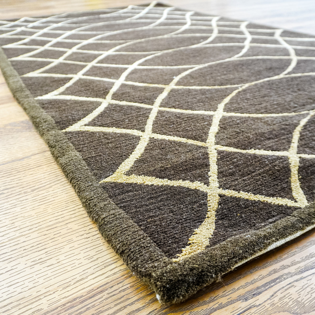 3' x 5' Brown & Beige Wool-Silk Area Rug, 20069380