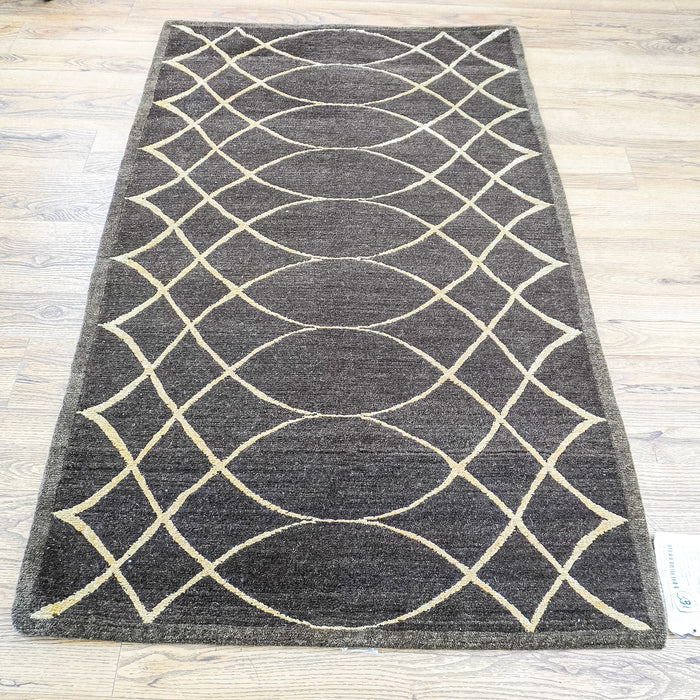 3' x 5' Brown & Beige Wool-Silk Area Rug, 20069380