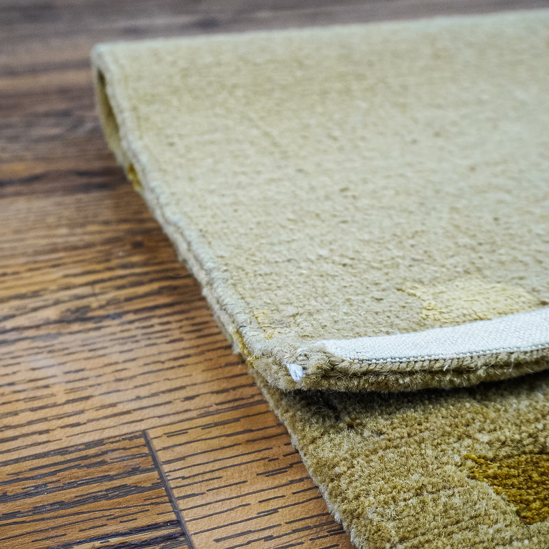 3' x 5' Green Wool Area Rug – Textured Geometric Pattern, 20083891