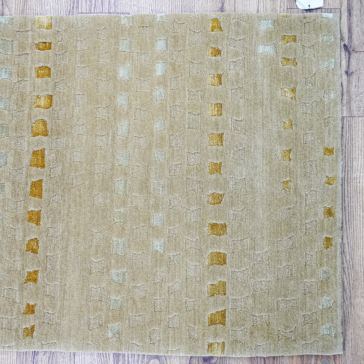3' x 5' Green Wool Area Rug – Textured Geometric Pattern, 20083891