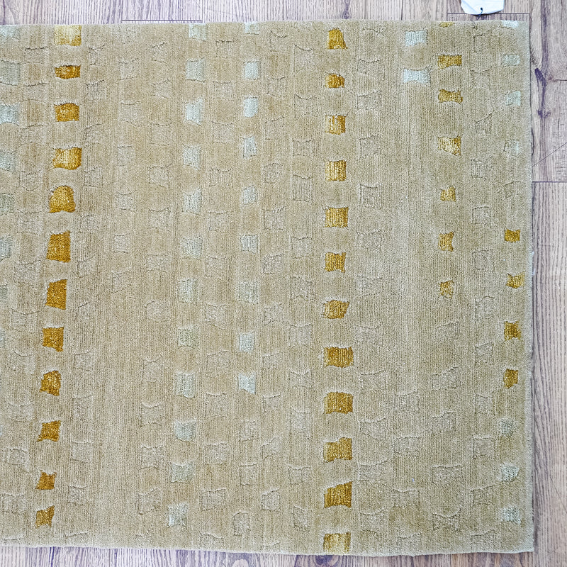3' x 5' Green Wool Area Rug – Textured Geometric Pattern, 20083891
