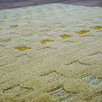 3' x 5' Green Wool Area Rug – Textured Geometric Pattern, 20083891