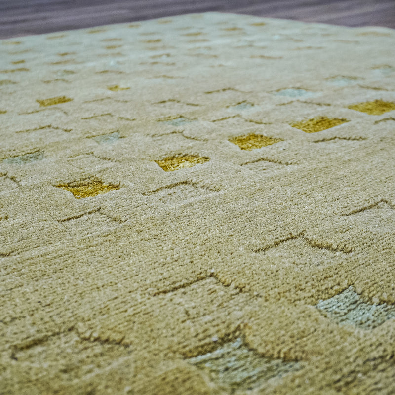 3' x 5' Green Wool Area Rug – Textured Geometric Pattern, 20083891