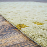3' x 5' Green Wool Area Rug – Textured Geometric Pattern, 20083891