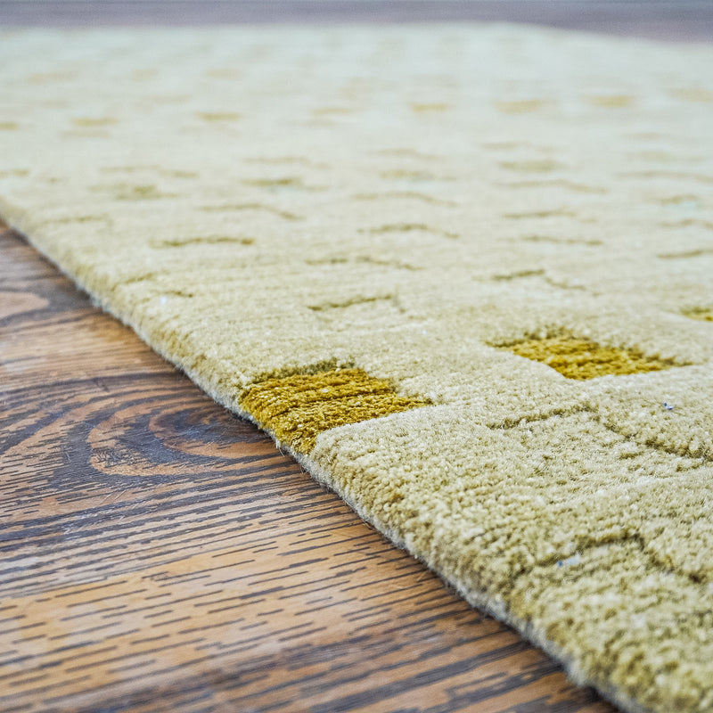 3' x 5' Green Wool Area Rug – Textured Geometric Pattern, 20083891
