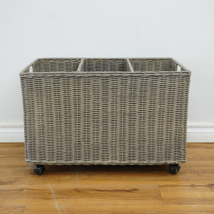 Rutherford 24-iunh W Rattan Rolling Toy Caddy - Ash Grey