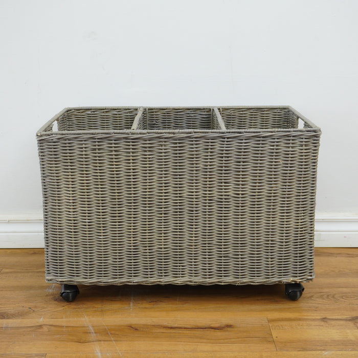 Rutherford 24-iunh W Rattan Rolling Toy Caddy - Ash Grey