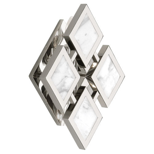 Edward 2-Light Wall Sconce Polished Nickel w/ White Marble