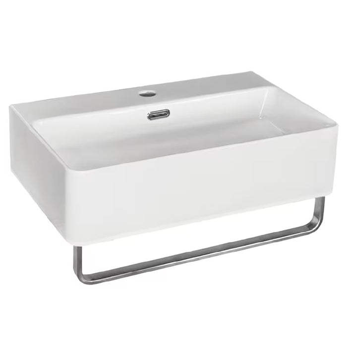 Glacier Bay Wall Mounted Bathroom Sink in White with Single Faucet Hole
