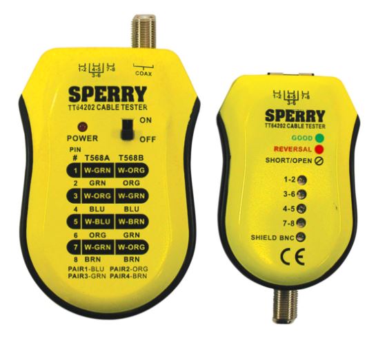 SPERRY INSTRUMENTS Cable Test Plus Coax/UTP/STP Tstr, Tests for Opens, Shorts, Miswires, Revers, & Continuity