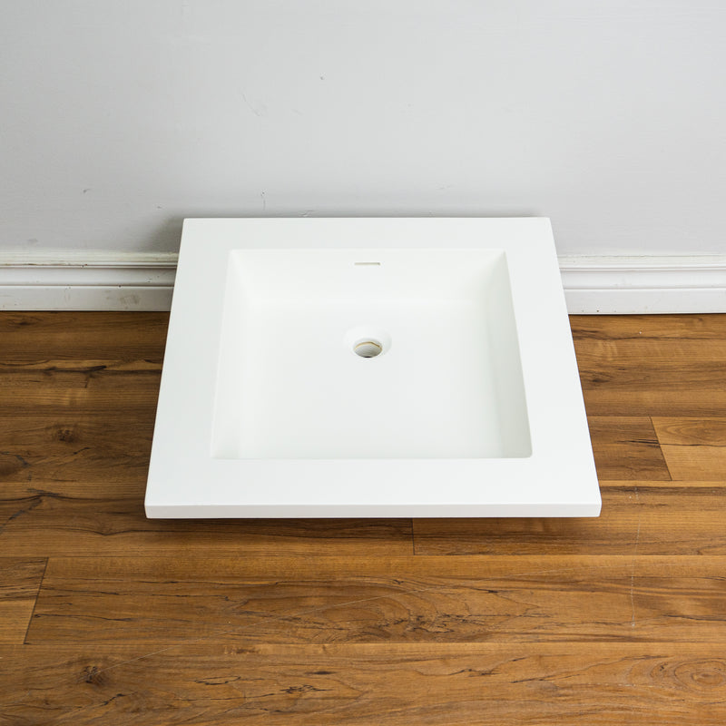 22-inch Square Porcelain Countertop Sink in White