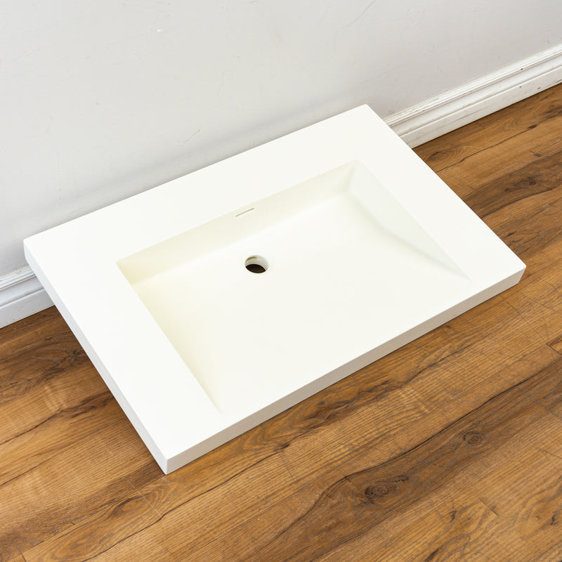 30-inch Porcelain Countertop Sink in White