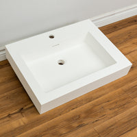 24-inch Porcelain Drop-in Offset Basil Sink in White