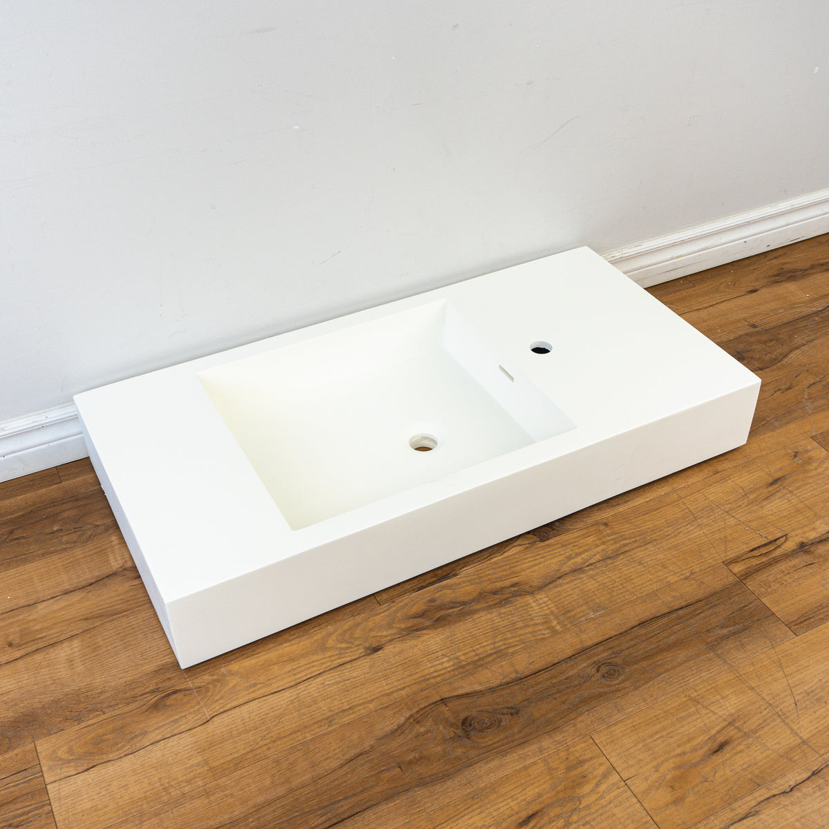 36-inch Porcelain Sink in White - Right Side Faucet