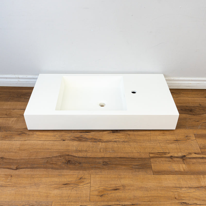 36-inch Porcelain Sink in White - Right Side Faucet